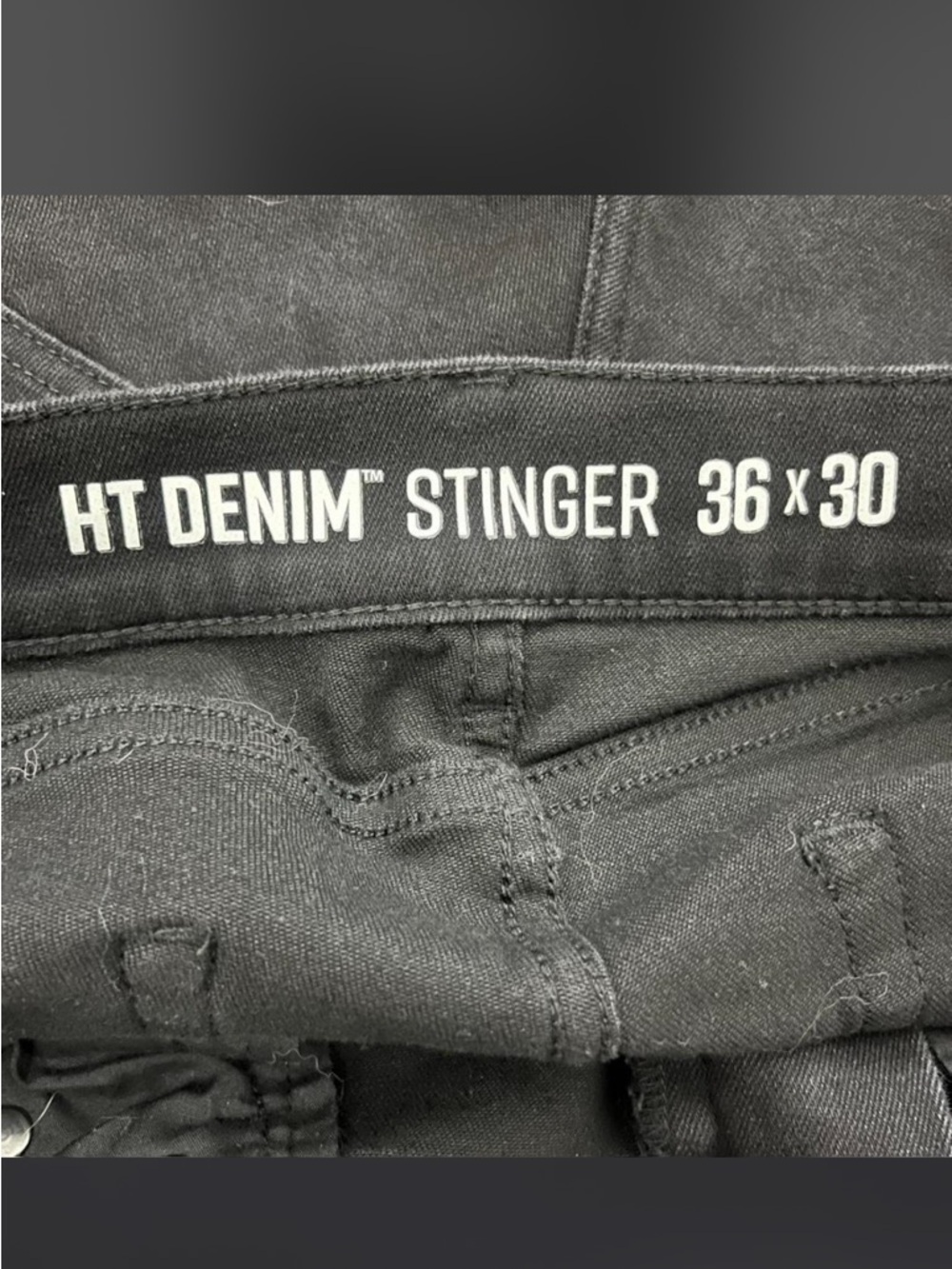 HT Denim Stinger Jeans 36x30 Black Gothic Patch Distressed Streetwear punk - Picture 7 of 9